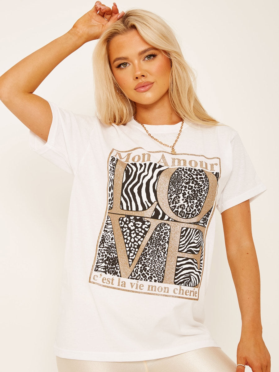 Mon Amour Love Graphic Printed T-Shirt