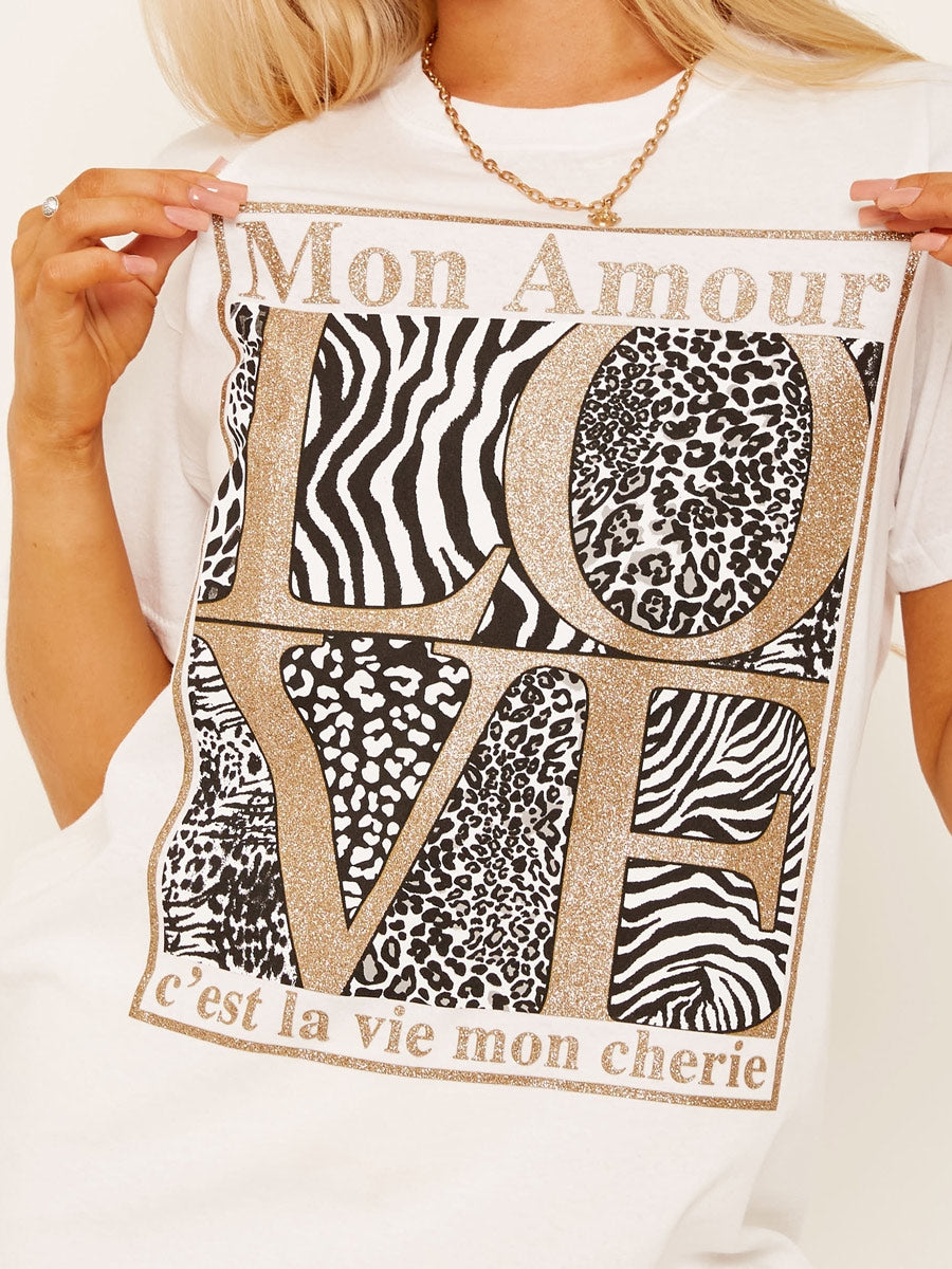Mon Amour Love Graphic Printed T-Shirt