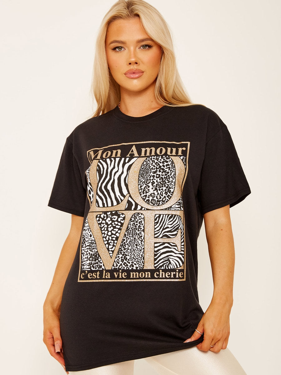 Mon Amour Love Graphic Printed T-Shirt
