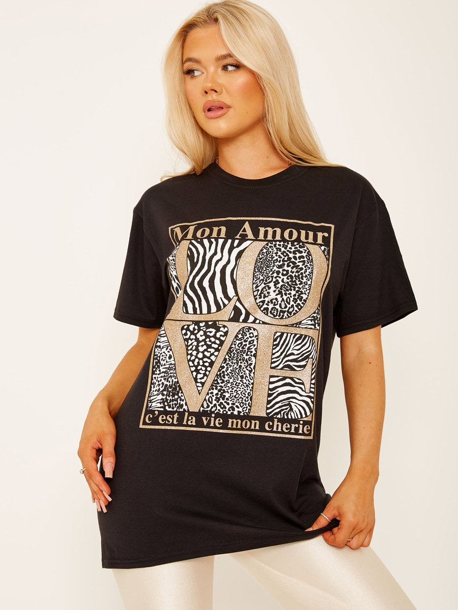 Mon Amour Love Graphic Printed T-Shirt
