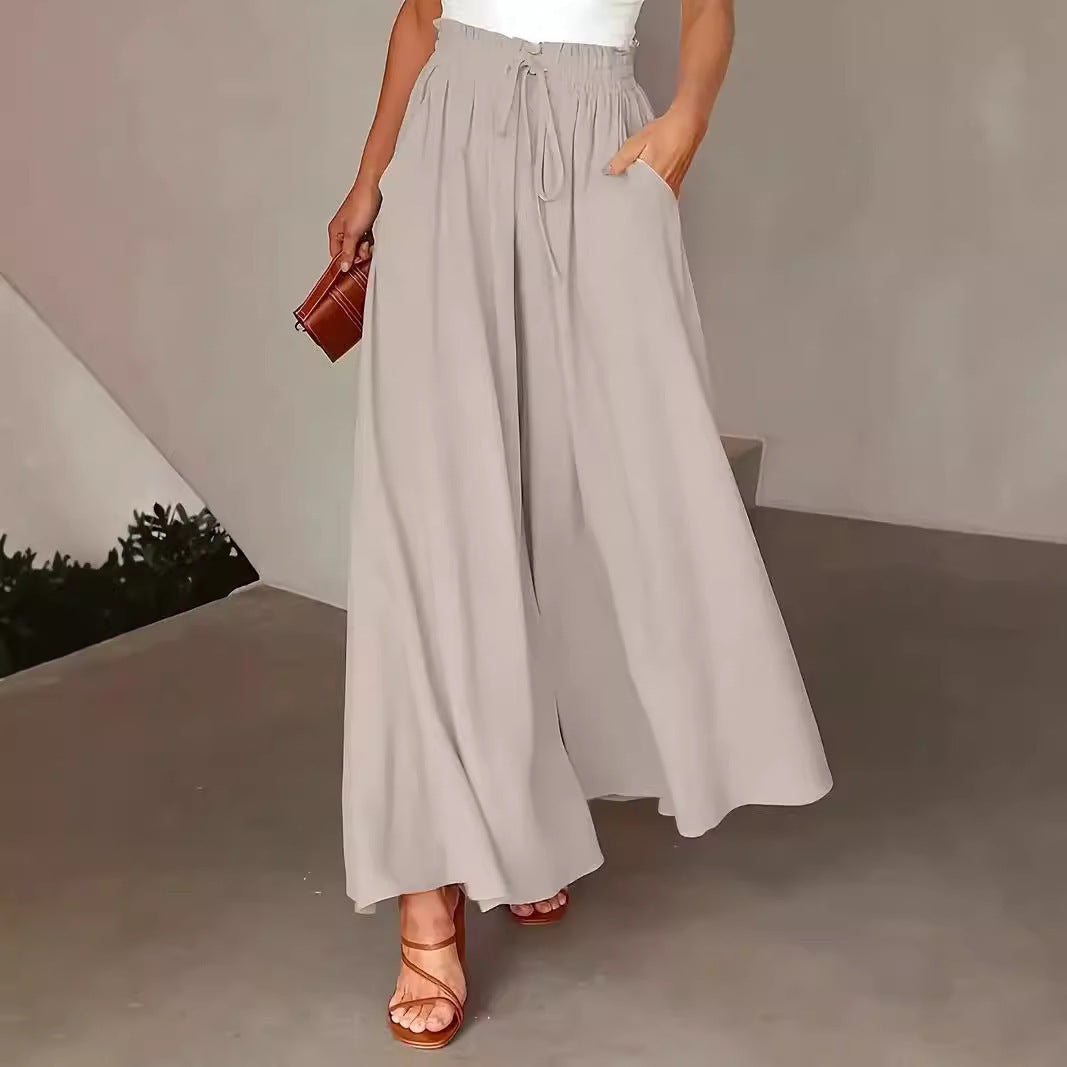 Polka Dot Print Trousers Fashion Loose Elastic Waist Wide-leg Pants Women's Clothing