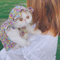 Spring Floral Lavender Pet Sling Skirt Hat Cute Sunscreen Anti-hair Thin Clothes