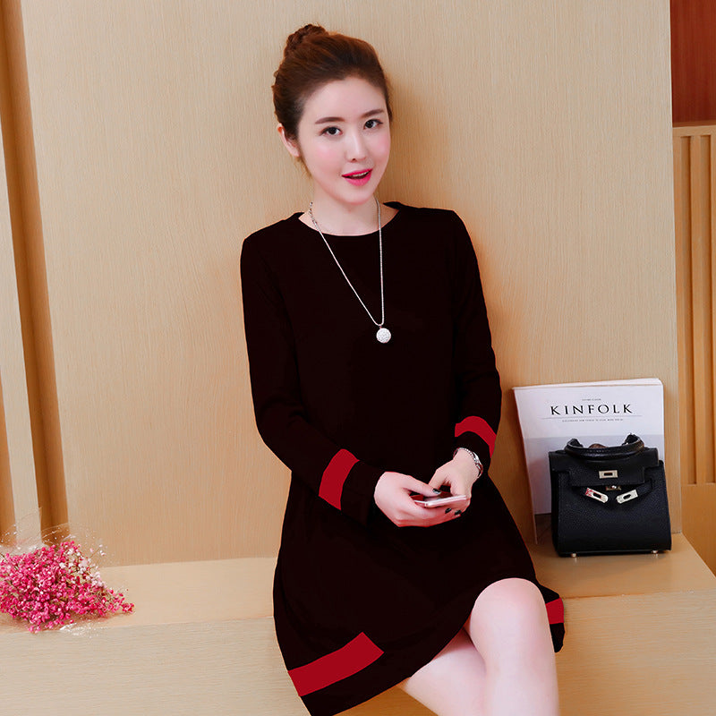 Plus Size Women's Long-sleeved Spring And Autumn New Mid-length Loose And Thin A-line Skirt