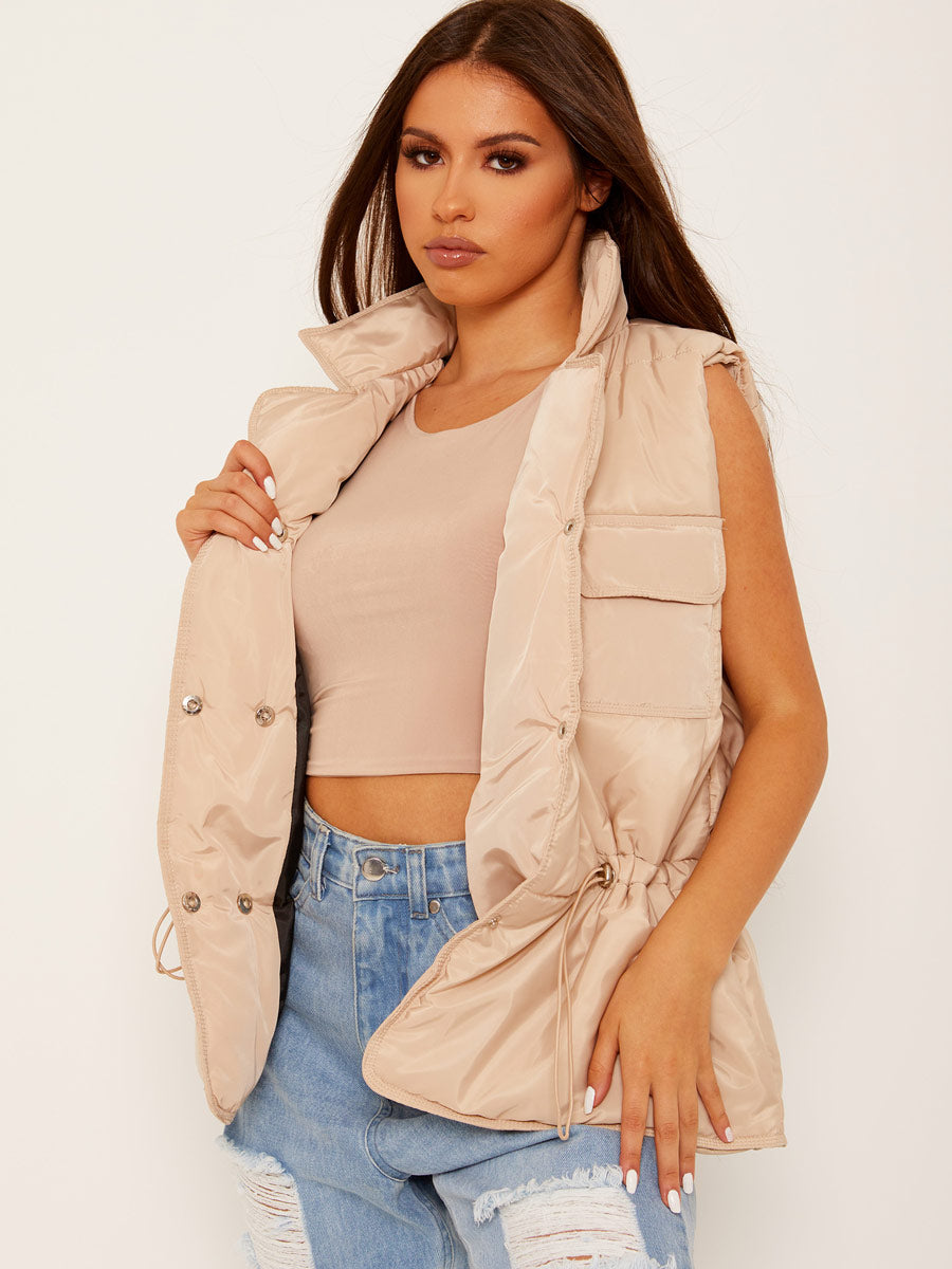 Silver Button Padded Gilet Waistcoat