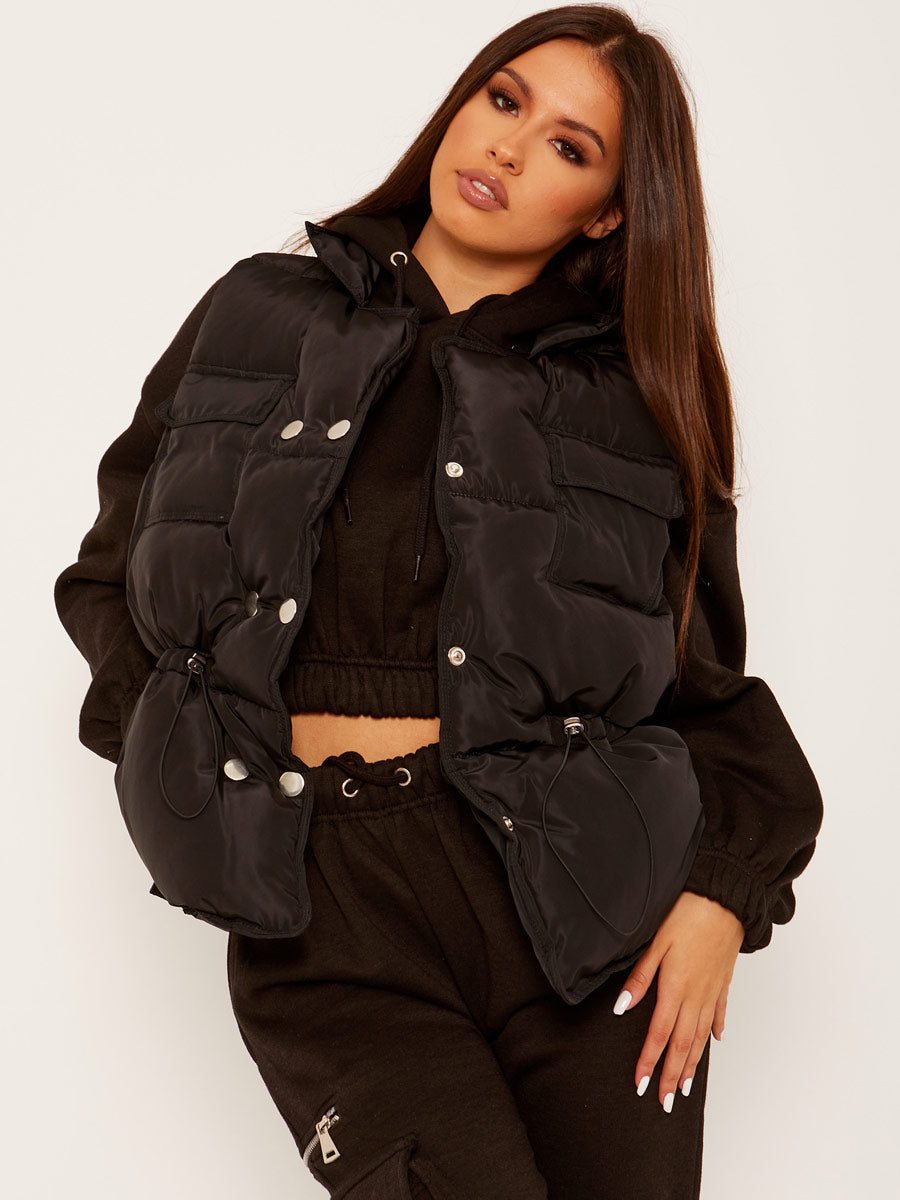 Silver Button Padded Gilet Waistcoat