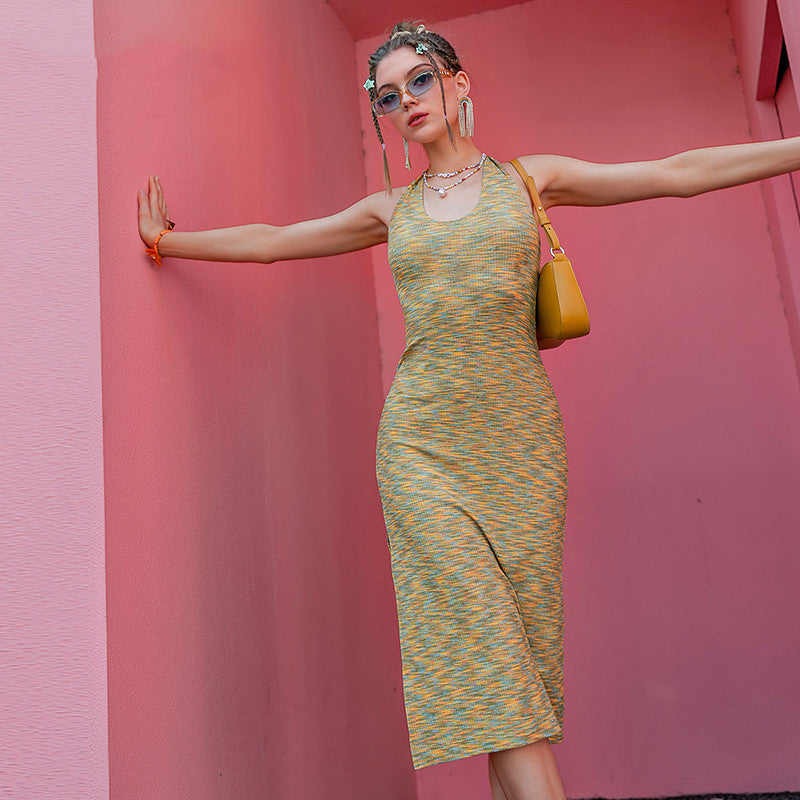 Women's Halter Knit Y2K Style Slim Dress
