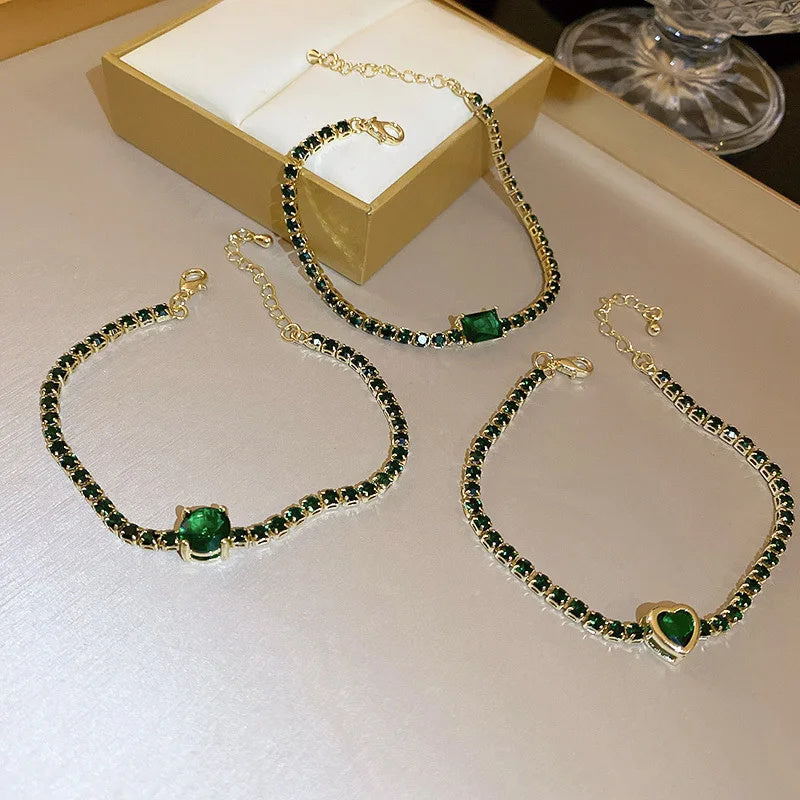 Zircon Square & Heart Bracelets