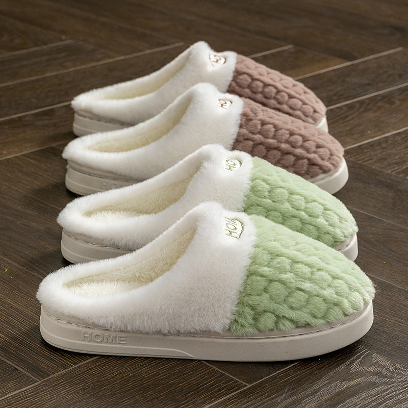 Women's Non-slip Thick Bottom Color Matching Cotton Slippers