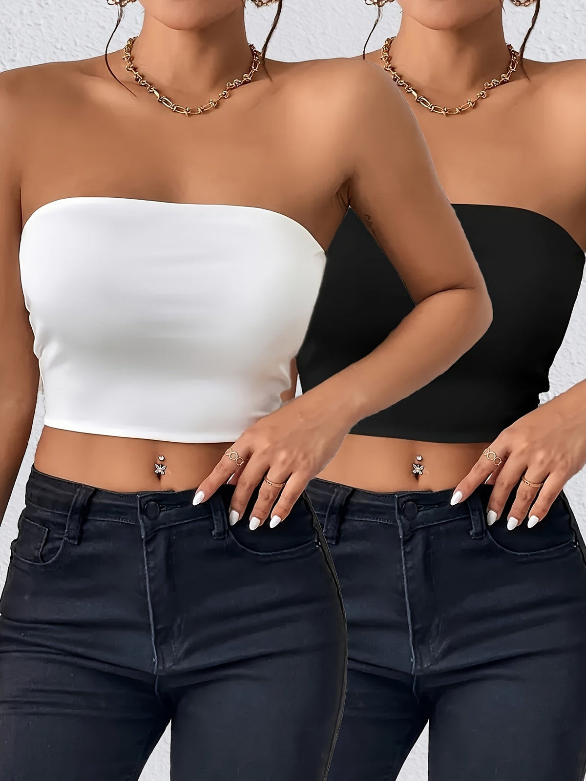 A Two-Piece Set Featuring a Trendy Urban Style with a Sexy Design Women's Top