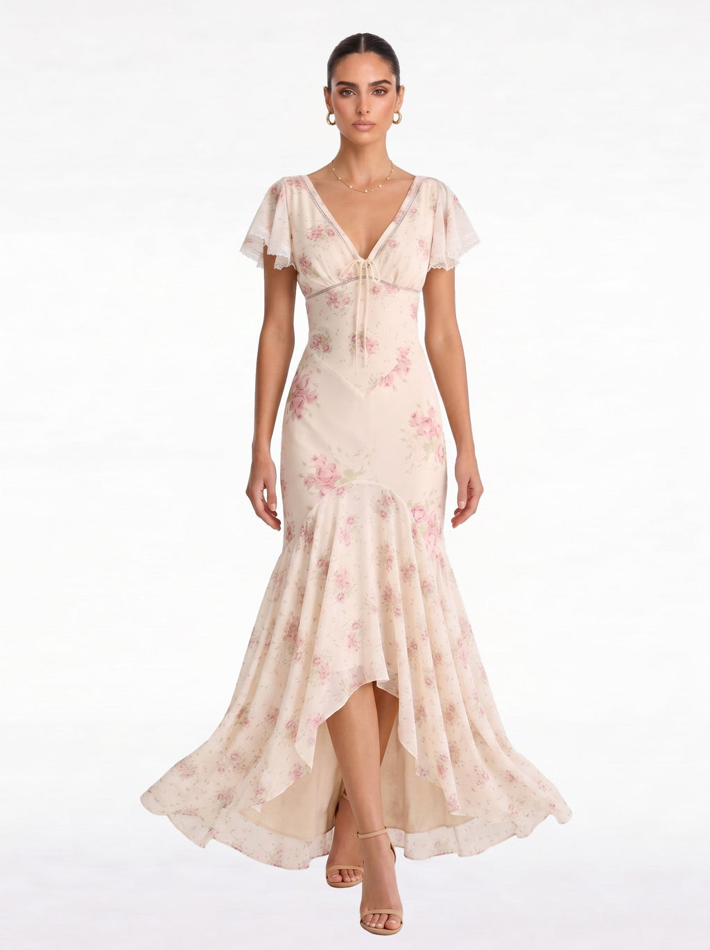 Ashgar Puff Sleeve Floral Maxi Dress