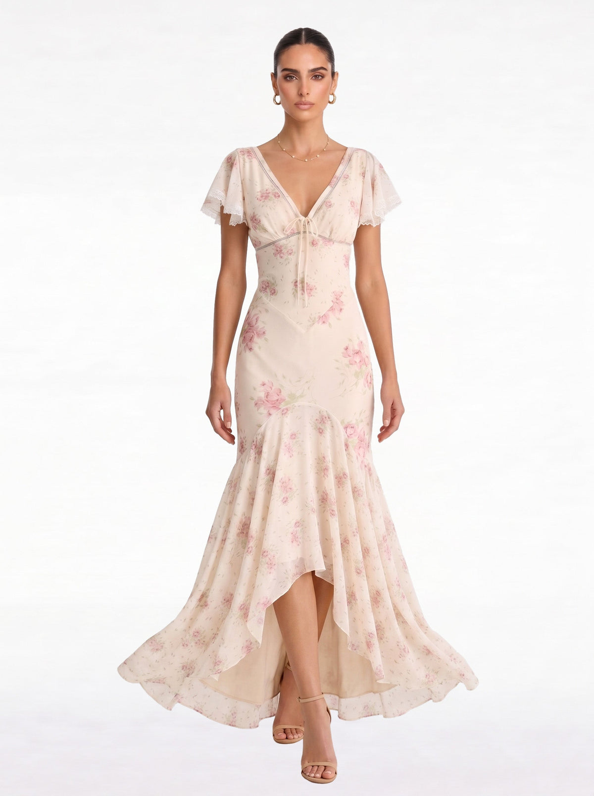Ashgar Puff Sleeve Floral Maxi Dress