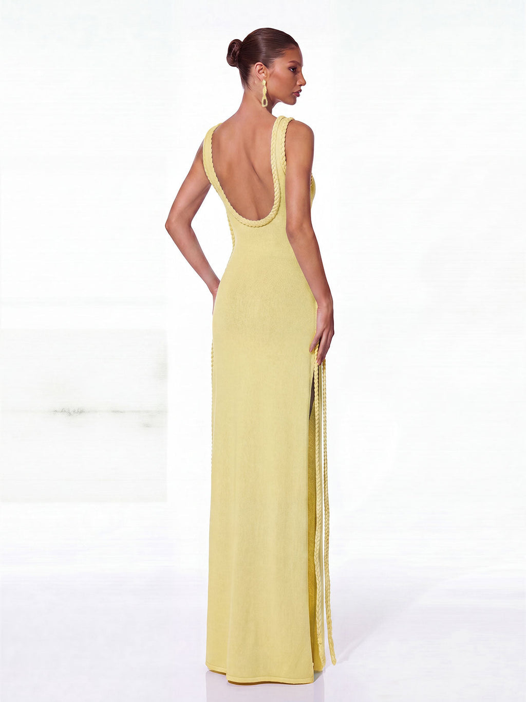 Brione Cutout Split Maxi Dress In Yellow