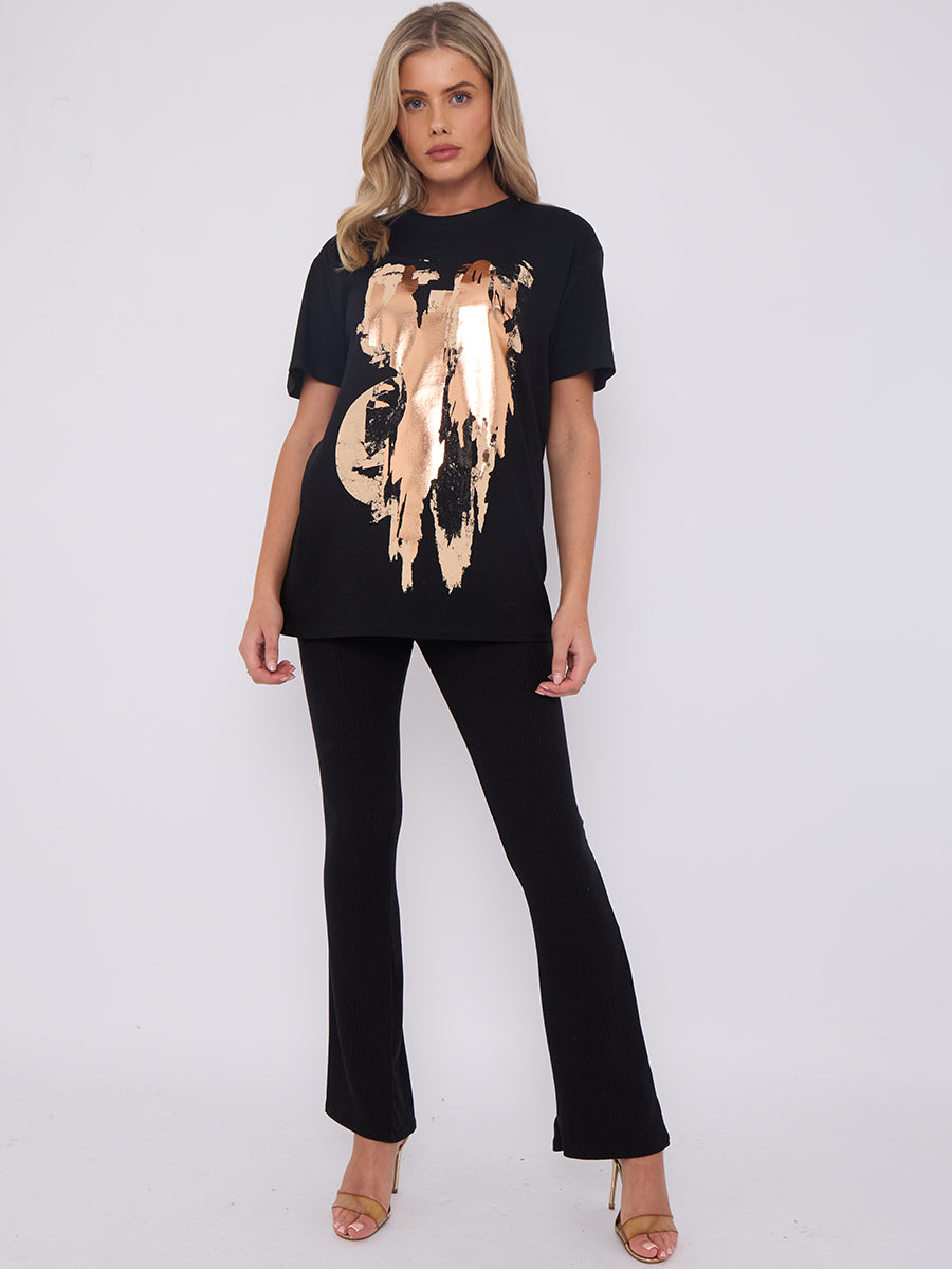 Gold Foil Graphic Printed T-Shirt