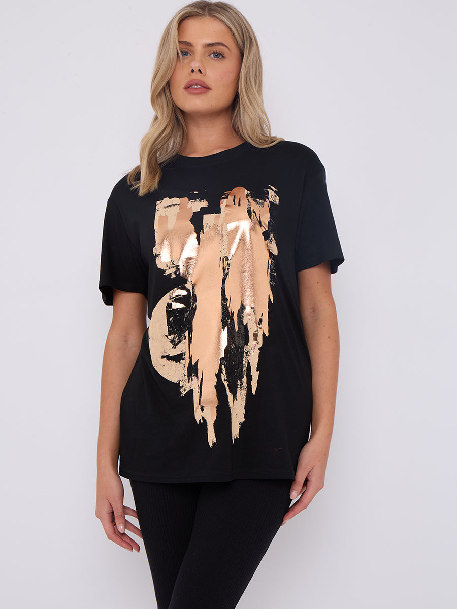 Gold Foil Graphic Printed T-Shirt