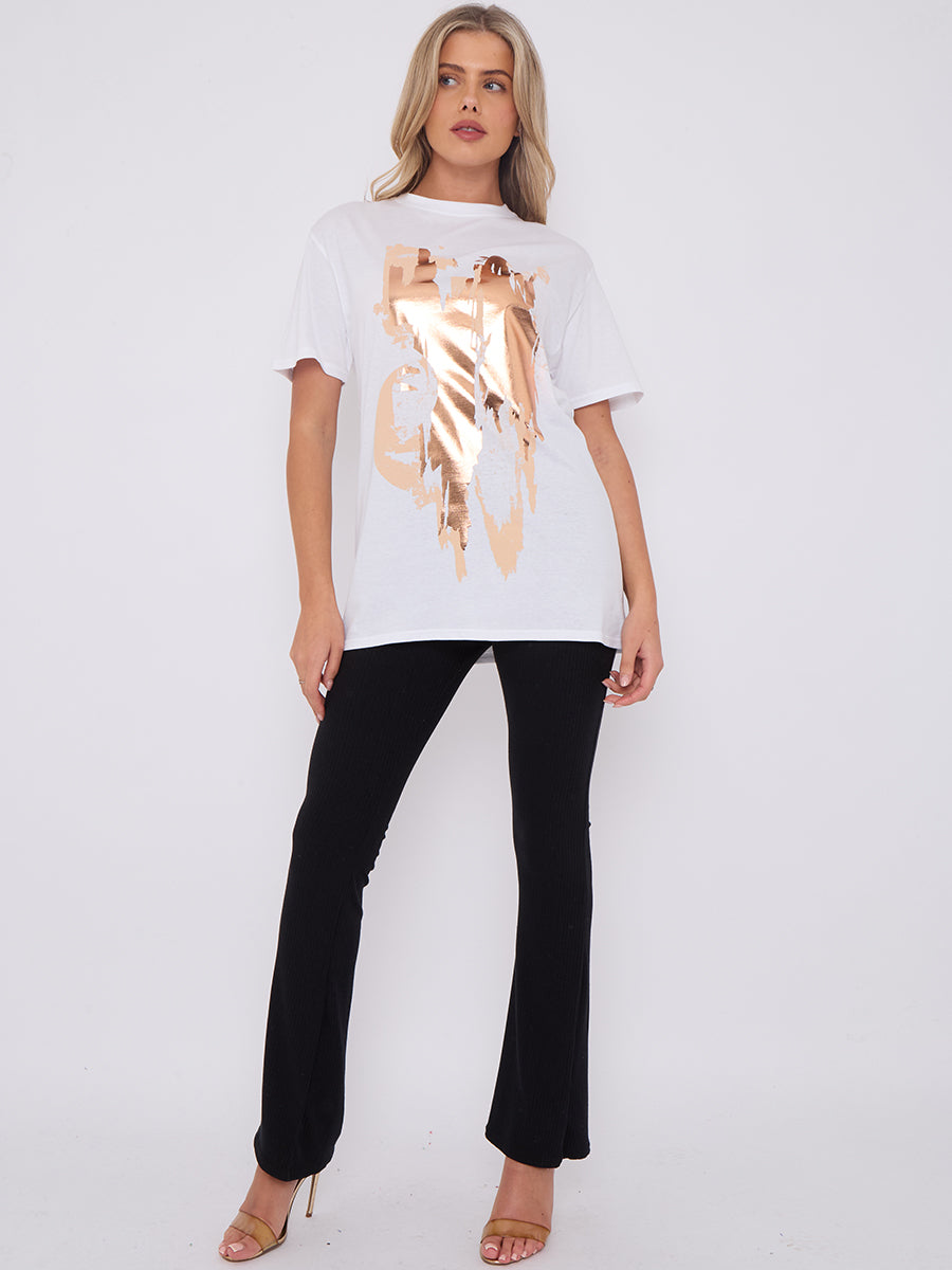 Gold Foil Graphic Printed T-Shirt