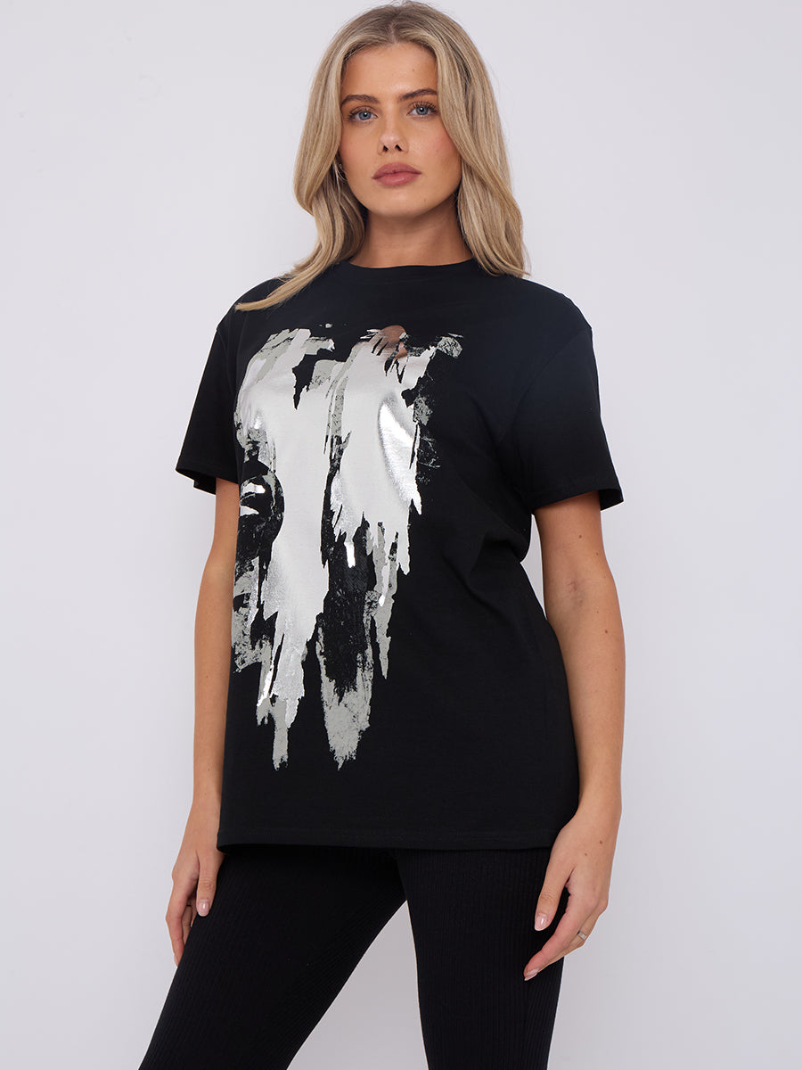 Silver Foil Graphic Printed T-Shirt