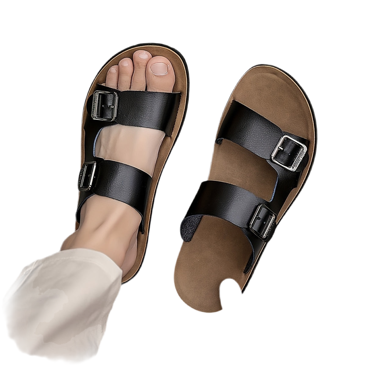 Men's Casual Synthetic Upper Slides, Casual Non Slip Slippers, Open Toe Sandals With Buckle