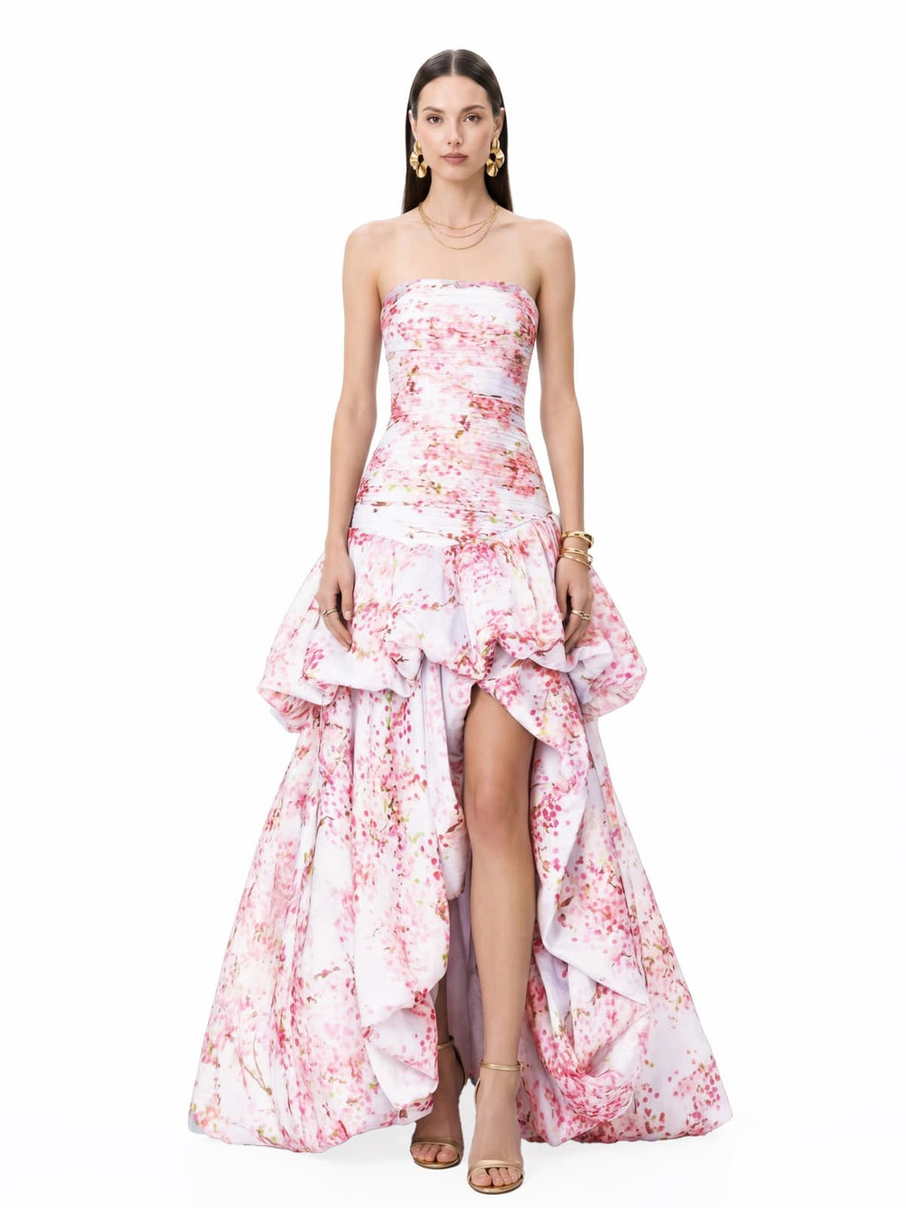 Dorevin Strapless Floral Bubble Maxi Dress