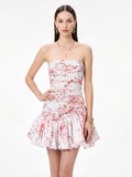 Dorevin Strapless Floral Bubble Mini Dress