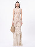 Drelian Open Back Knit Cutout Maxi Dress