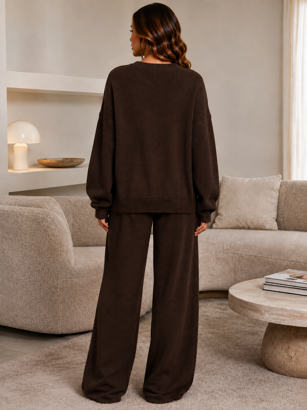 Oversized Knitted Top & Wide Leg Trouser Co-Ord