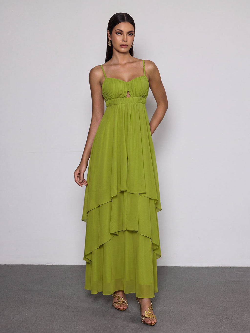 Escobar Spaghetti Pleated Maxi Dress