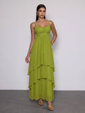 Escobar Spaghetti Pleated Maxi Dress