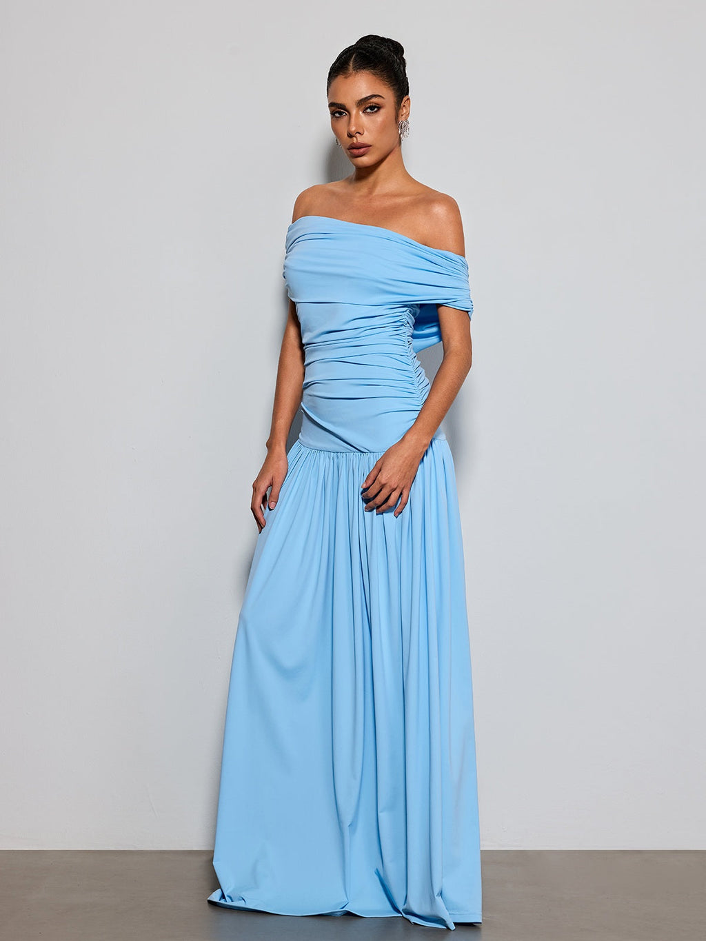 Etsuko Off Shoulder Ruched Maxi Dress