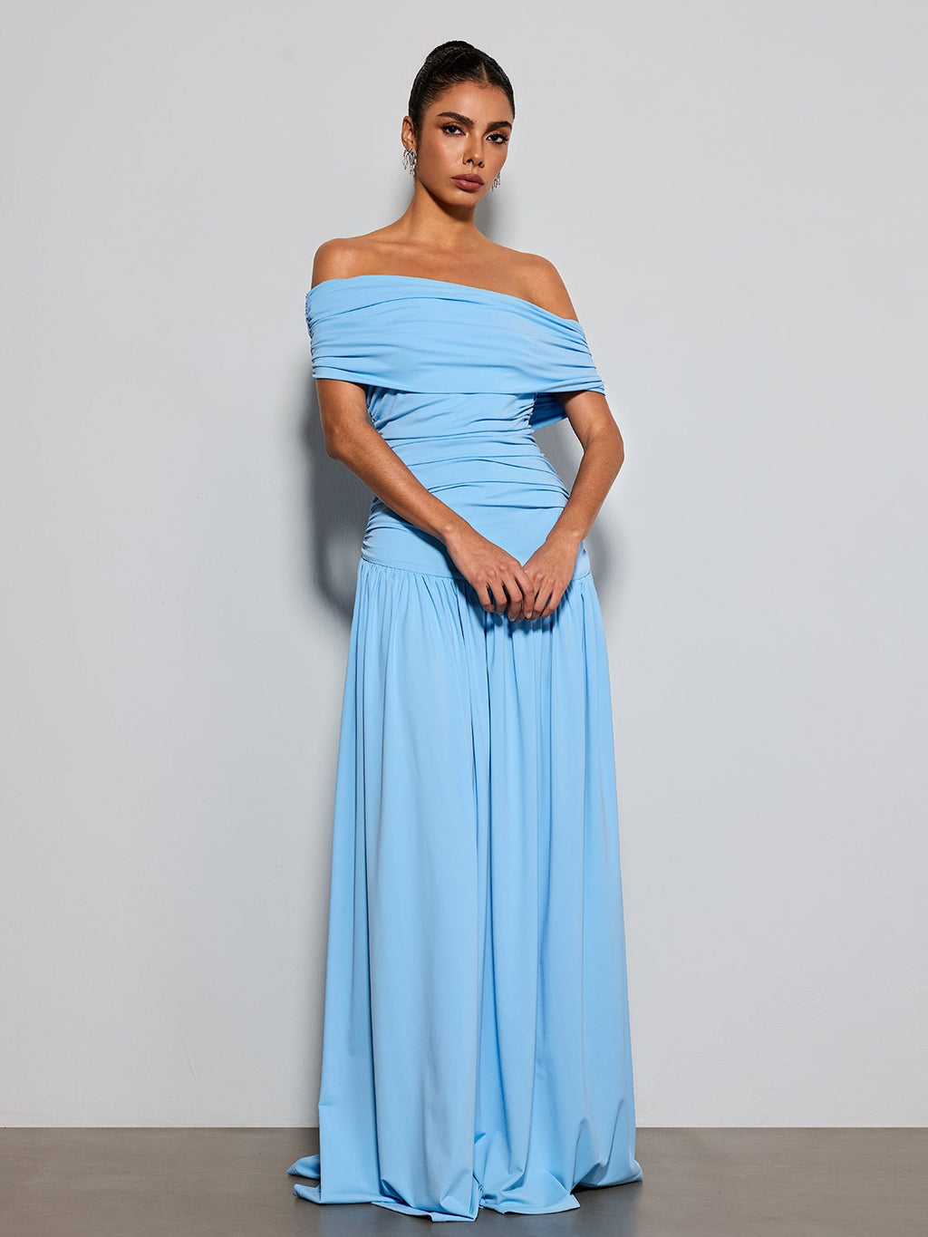 Etsuko Off Shoulder Ruched Maxi Dress