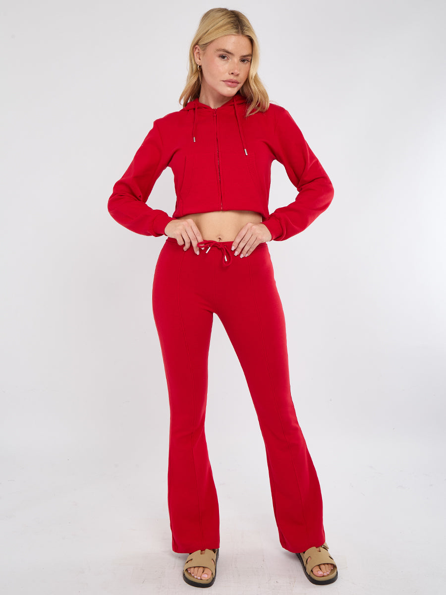 Interlock Cropped Zip Hoodie and Flared Trouser Set
