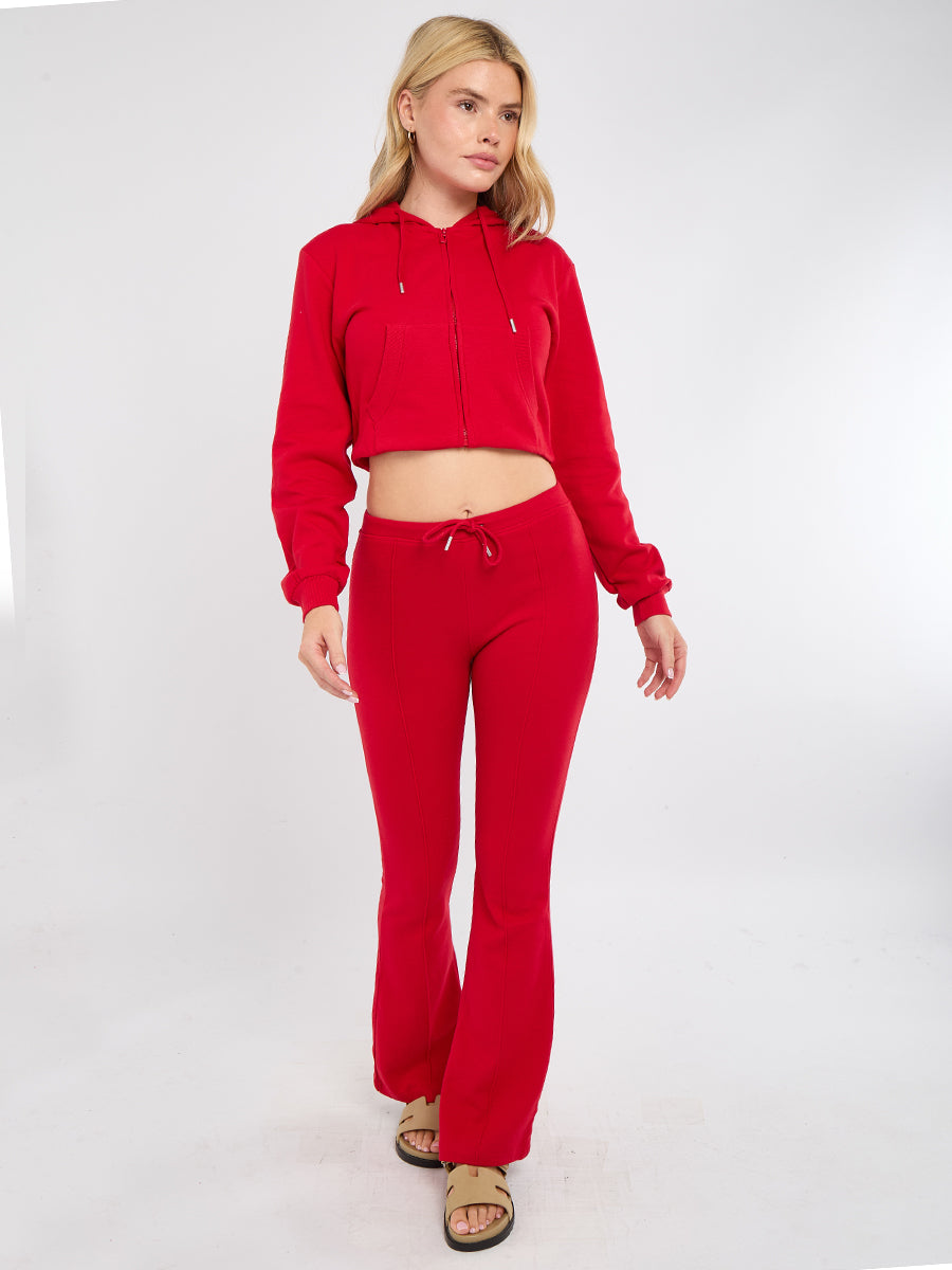 Interlock Cropped Zip Hoodie and Flared Trouser Set
