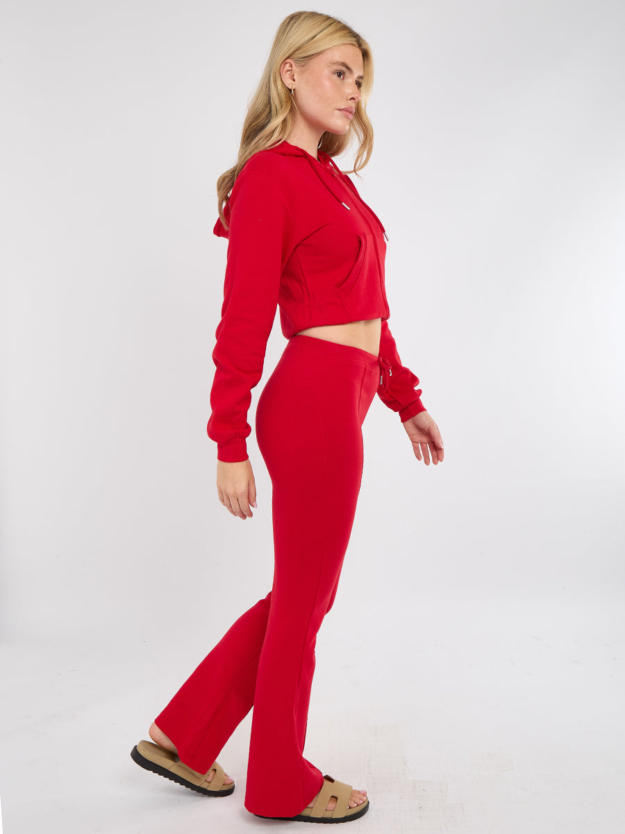 Interlock Cropped Zip Hoodie and Flared Trouser Set