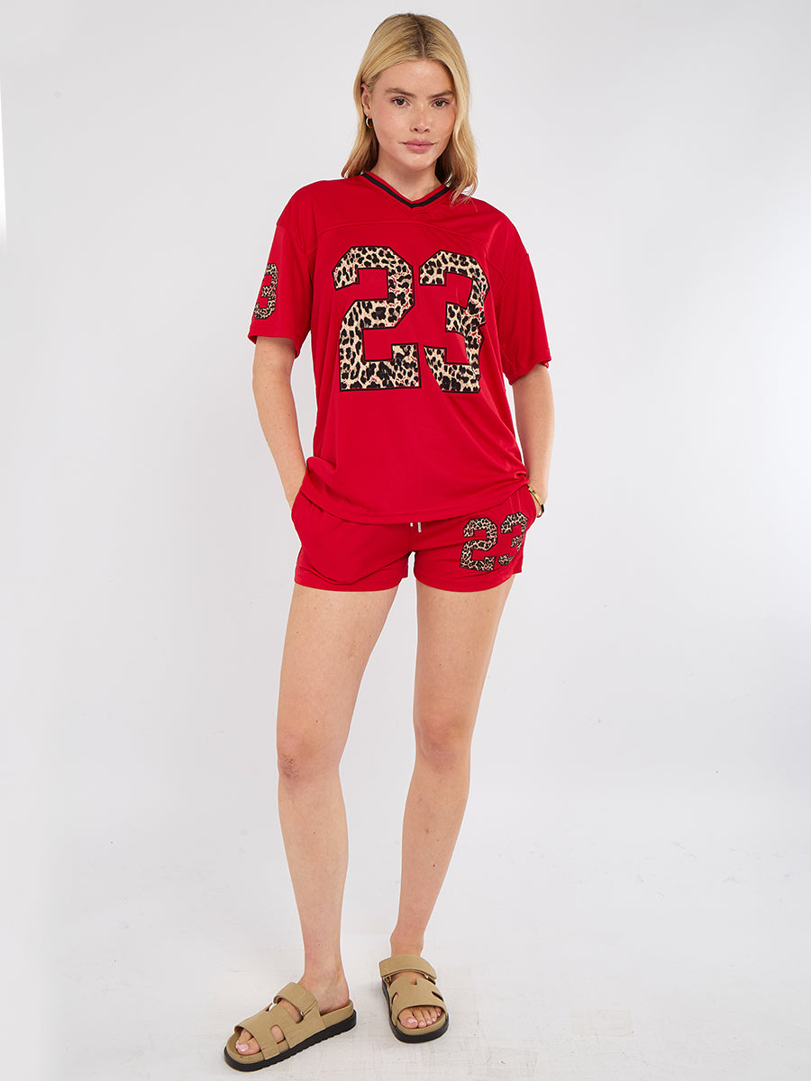 Leopard Print 23 T-Shirt With Shorts Co-ord