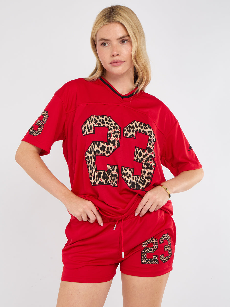 Leopard Print 23 T-Shirt With Shorts Co-ord