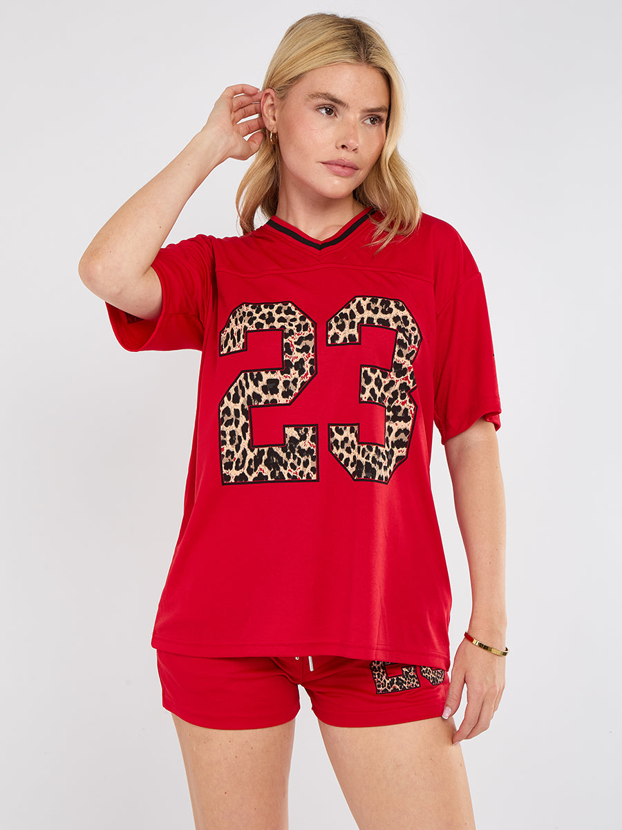 Leopard Print 23 T-Shirt With Shorts Co-ord
