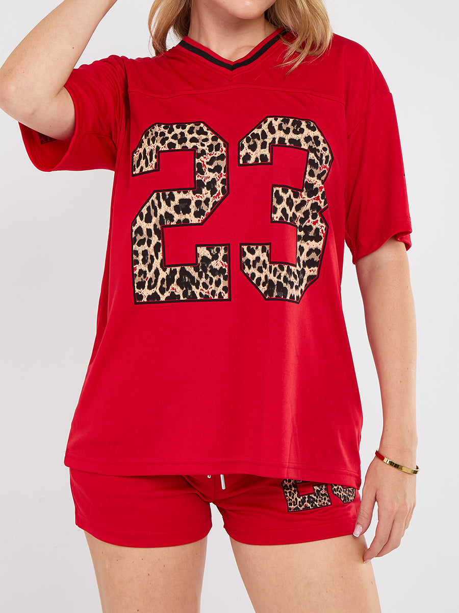 Leopard Print 23 T-Shirt With Shorts Co-ord