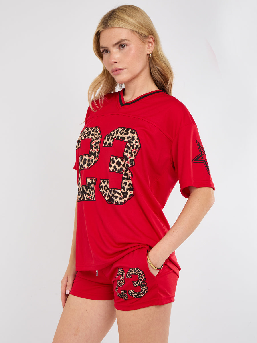 Leopard Print 23 T-Shirt With Shorts Co-ord