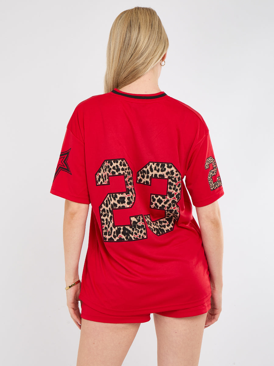 Leopard Print 23 T-Shirt With Shorts Co-ord