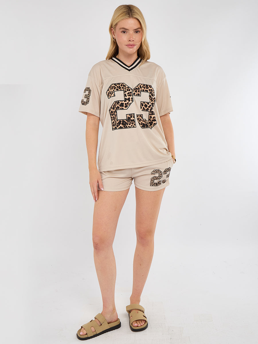 Leopard Print 23 T-Shirt With Shorts Co-ord