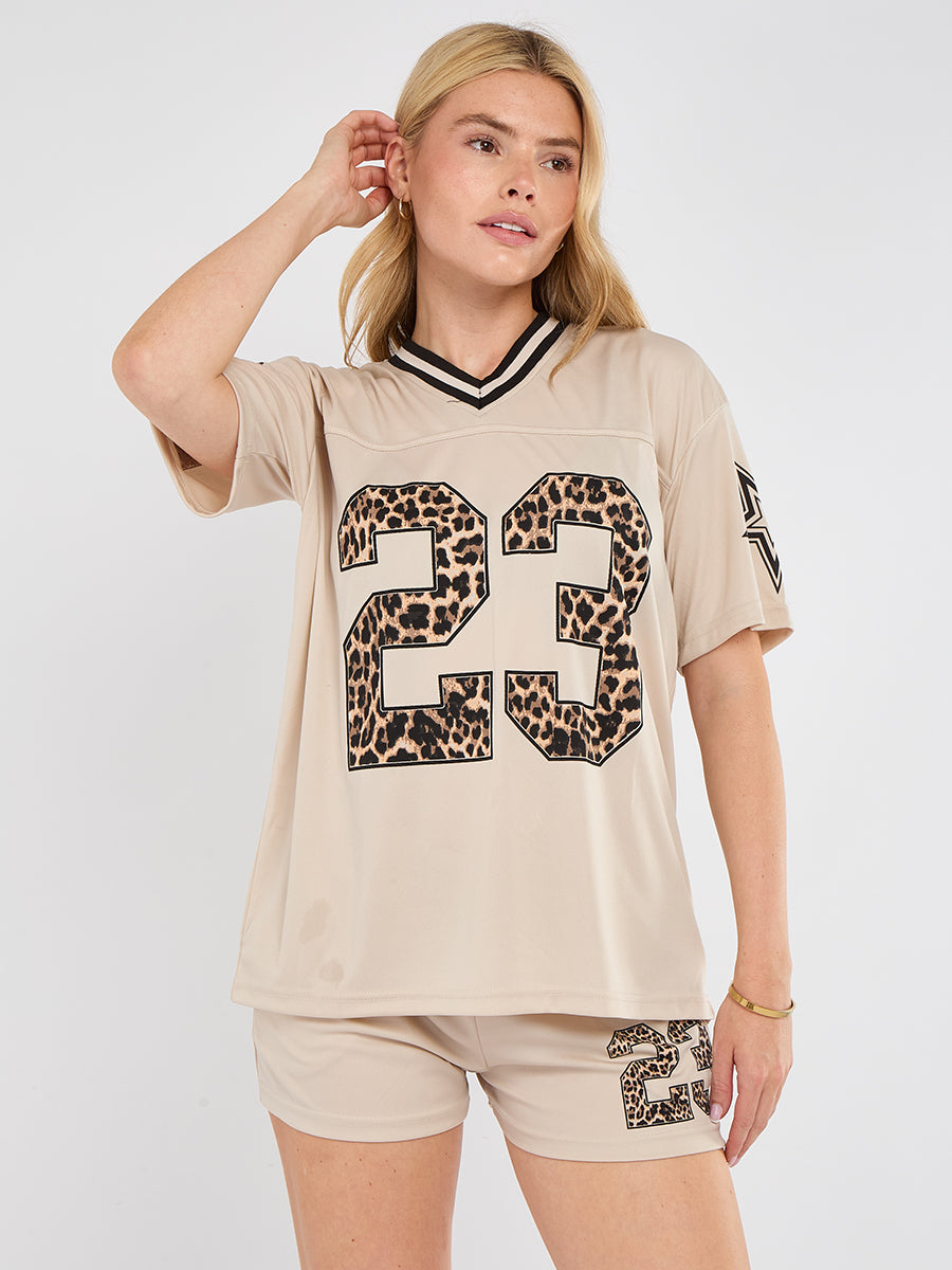 Leopard Print 23 T-Shirt With Shorts Co-ord