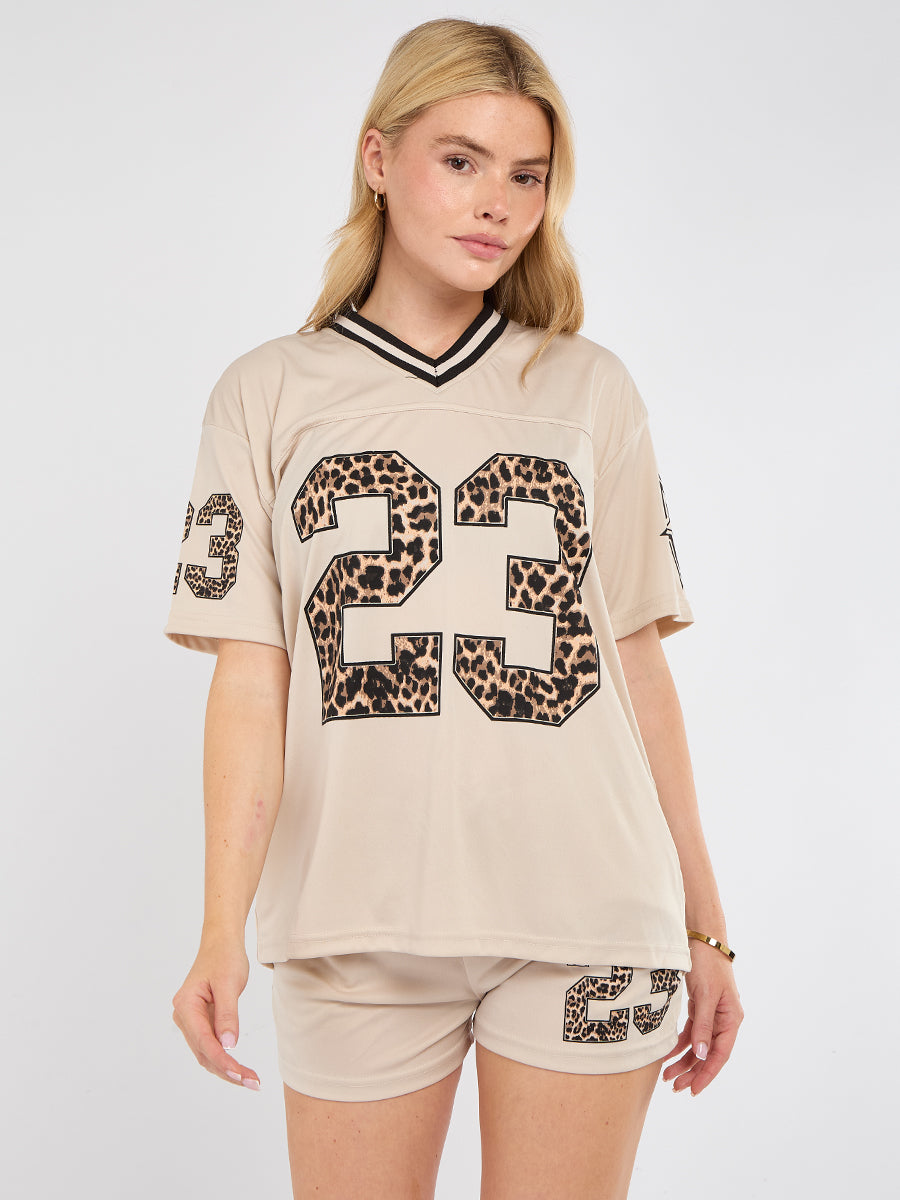 Leopard Print 23 T-Shirt With Shorts Co-ord