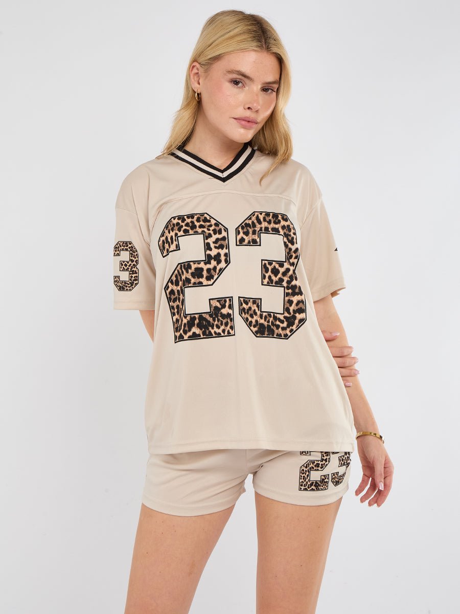 Leopard Print 23 T-Shirt With Shorts Co-ord
