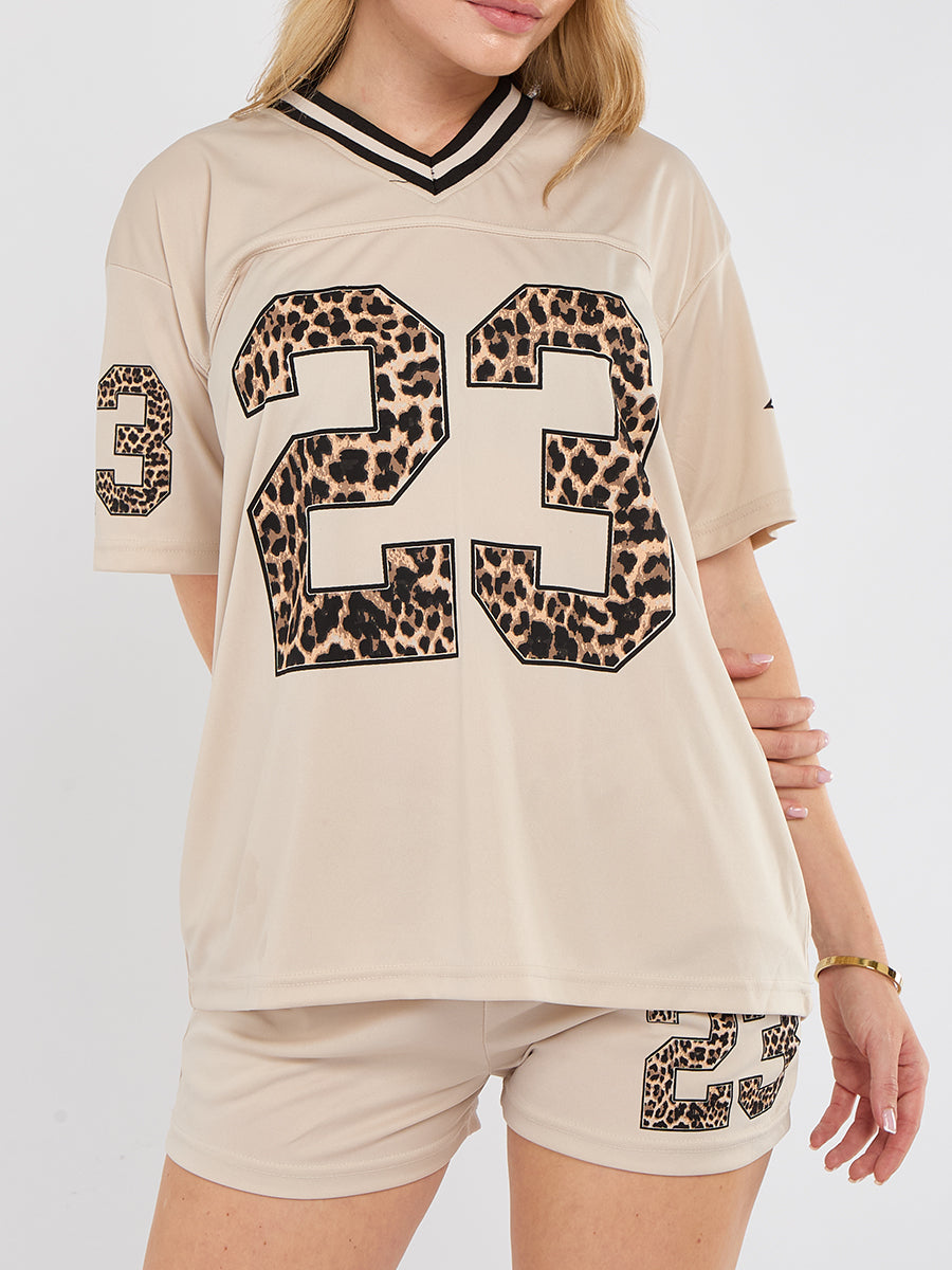 Leopard Print 23 T-Shirt With Shorts Co-ord
