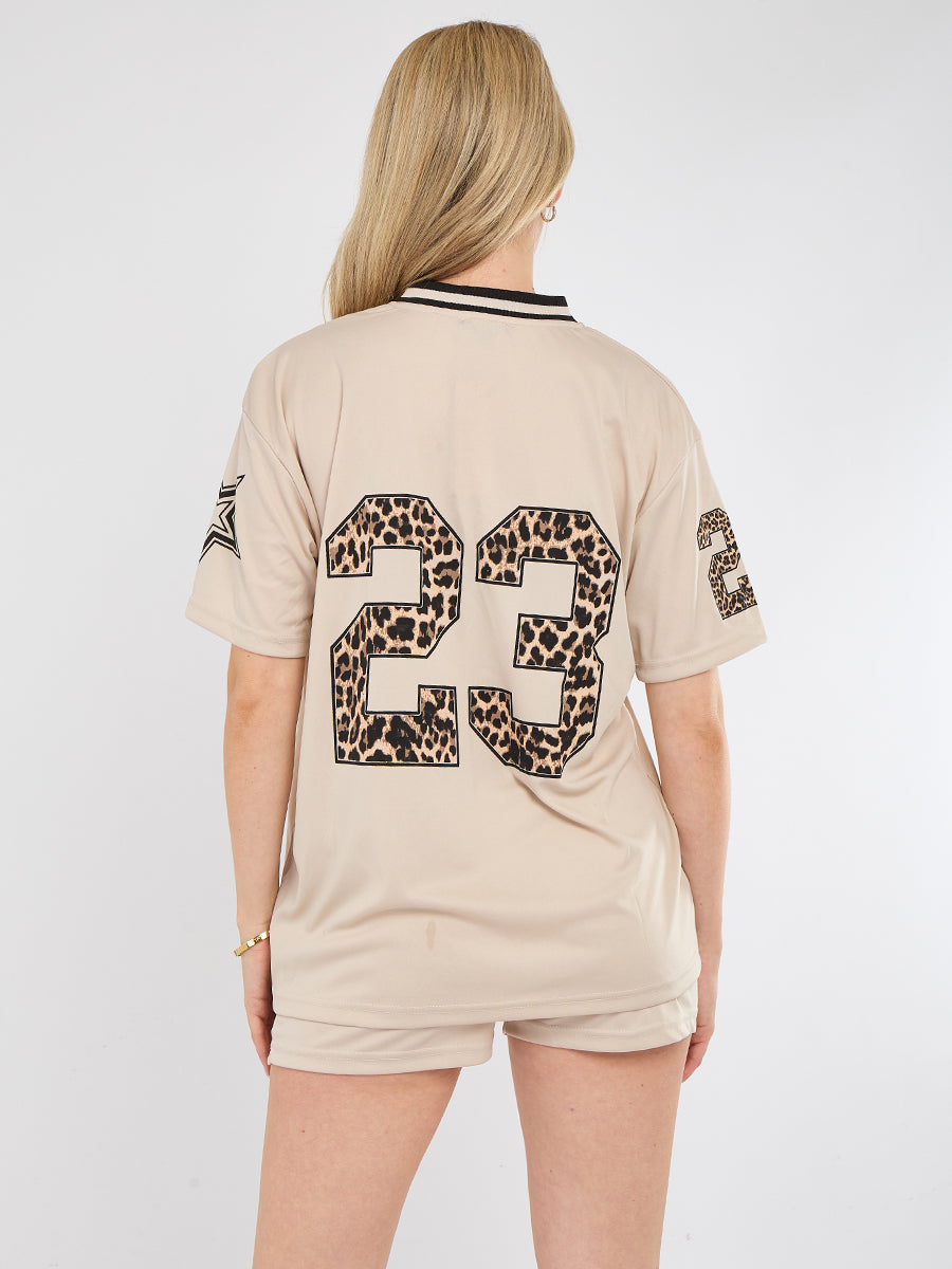 Leopard Print 23 T-Shirt With Shorts Co-ord