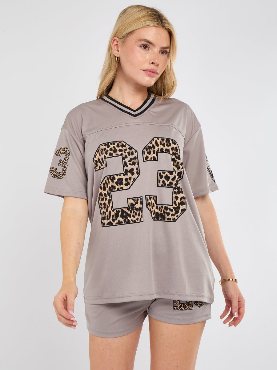 Leopard Print 23 T-Shirt With Shorts Co-ord