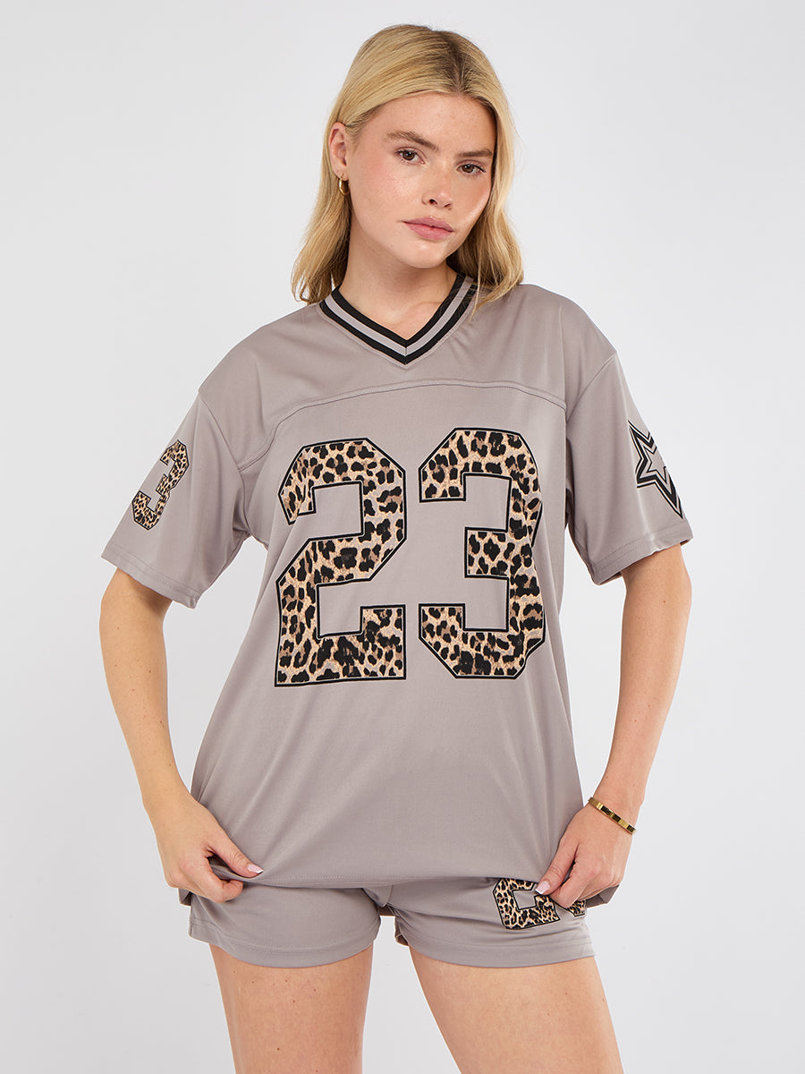 Leopard Print 23 T-Shirt With Shorts Co-ord
