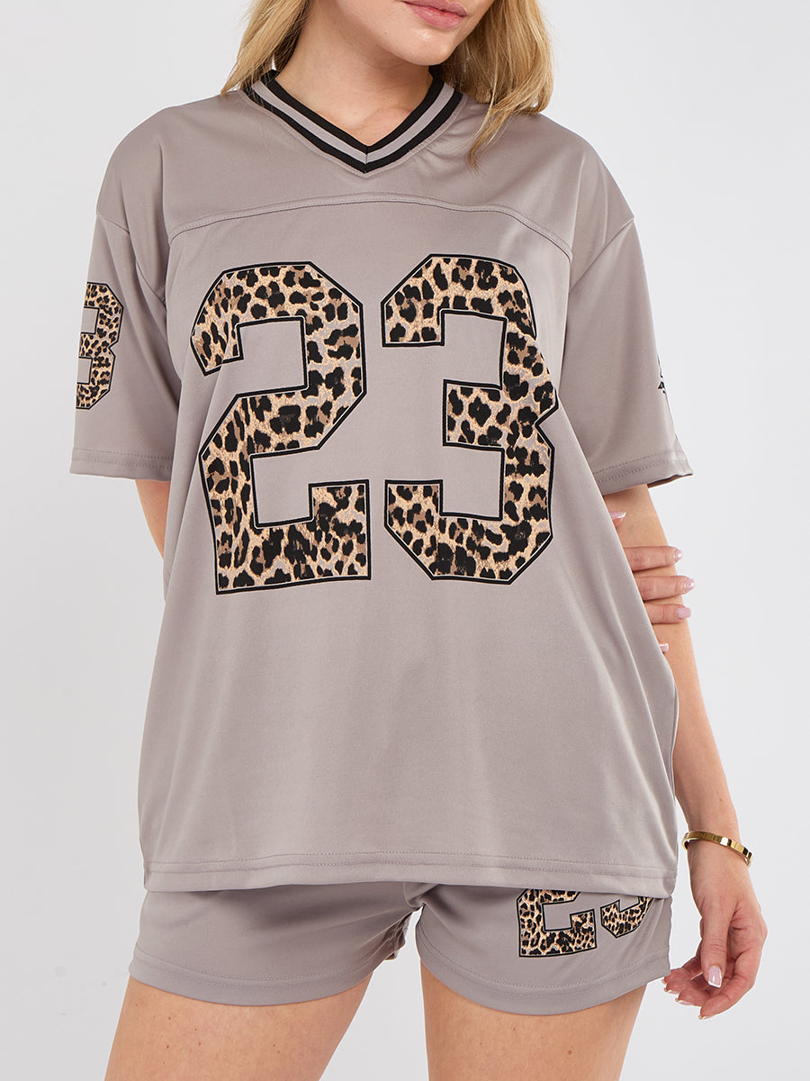 Leopard Print 23 T-Shirt With Shorts Co-ord
