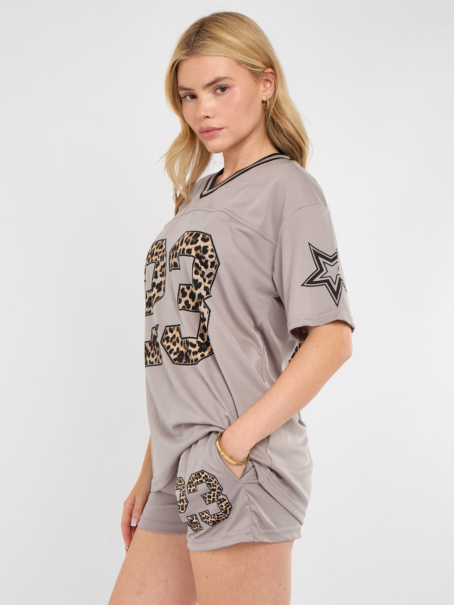 Leopard Print 23 T-Shirt With Shorts Co-ord