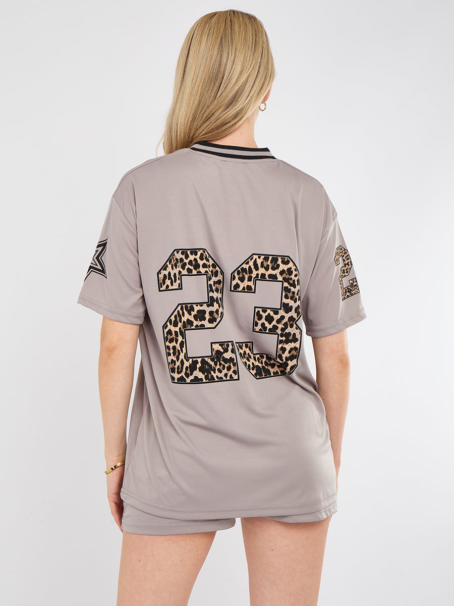 Leopard Print 23 T-Shirt With Shorts Co-ord