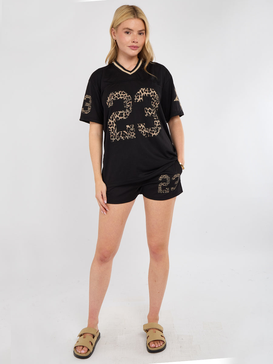 Leopard Print 23 T-Shirt With Shorts Co-ord